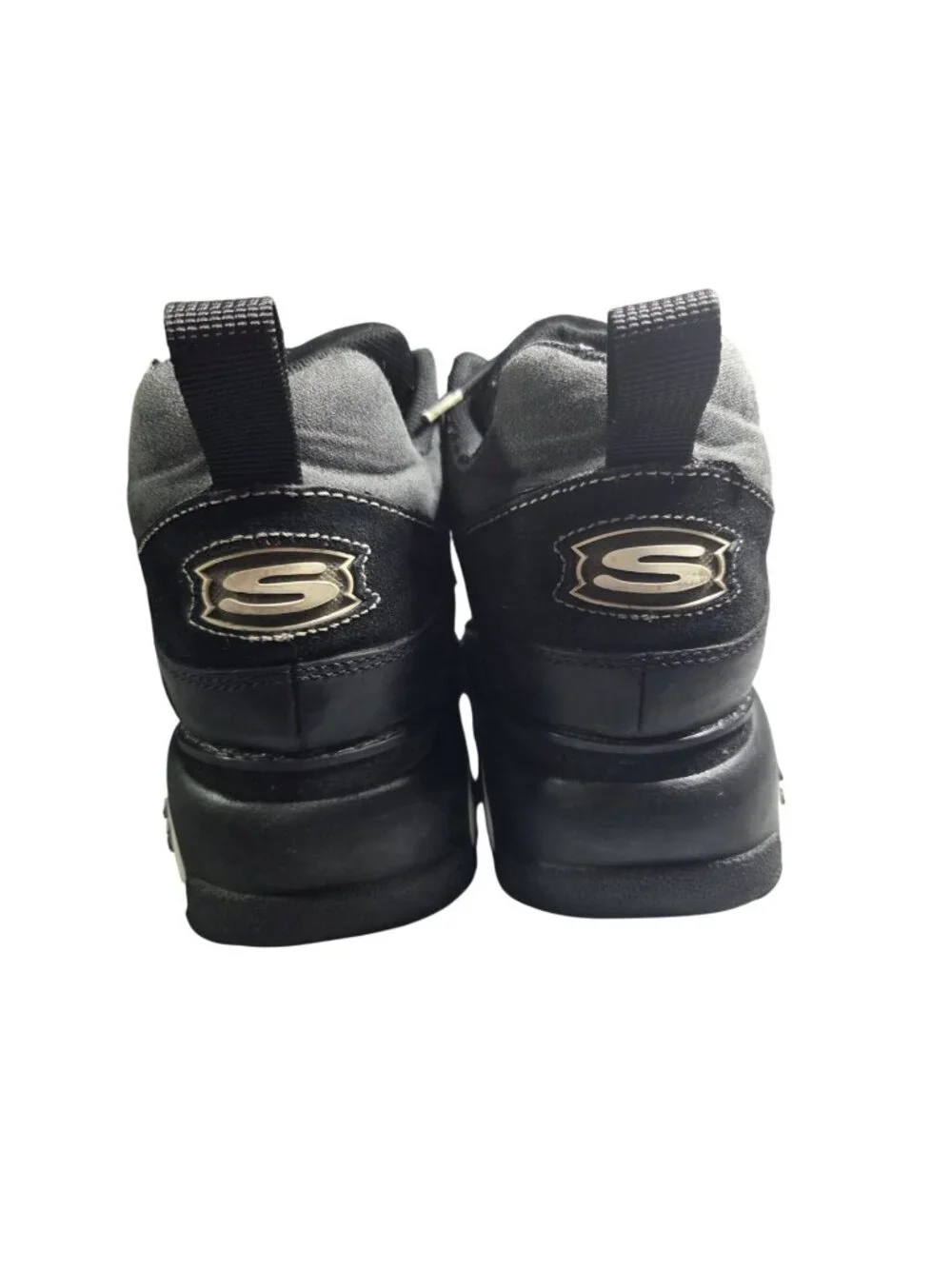 VTG Y2K 90s Mens Skechers Mega Platform Black White Chunky Leather Shoes US 11